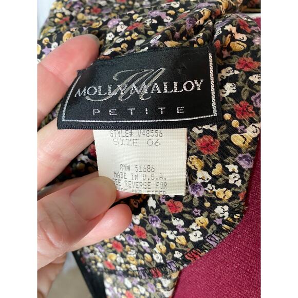 jumpsuit 1990s floral smocked top cottagecore pink yellow purple - Picture 8 of 10